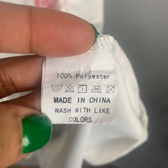 Feather Print Slip Dress Size XL White Pink Feather Motif Summer Festival Maxi - Picture 9 of 9